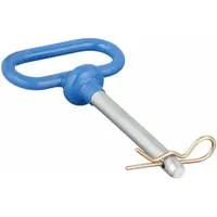 This cotter pin is made of zinc-plated carbon steel for corrosion resistance. It has a 4-inch overall and usable length. The pin is used to secure hitches, linkages, and pinned connections in industrial equipment, providing a reliable removable fastening