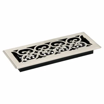 DECOR GRATES Floor Register: Floor, 13 1/2 in H, 5 1/2 in W, Decorative, Brushed, Nickel - Floor Registers