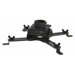 Steel fixed ceiling mount with black powder-coated finish. Supports projectors up to 2.7 lb. Provides 20° upward and 20° downward tilt adjustment. Includes ceiling plate and mounting hardware. Suitable for suspending a projector from a ceiling in settings such as conference rooms, classrooms, or home theaters.