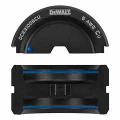 This U-die set is designed for use with the DEWALT DCE310 crimper. It accommodates #6 AWG copper wire for creating secure electrical connections. Suitable for industrial, commercial, and utility applications.