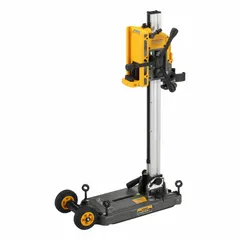 Adjustable-angle core drill stand for use with cordless drills. Supports anchor and vacuum mounting methods. Includes battery.