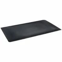 Antifatigue Mat: Ribbed, 2 ft x 3 ft, 1 in Thick, Black, Vinyl over PVC Foam, Beveled Edge (MPN 974S0023BL)