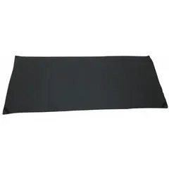 This gray fleece sleeping pad measures 76 inches in length, 25 inches in width, and 2 inches in height. It provides cushioning and insulation for use on camping cots or tent floors, suitable for outdoor recreation and temporary shelter setups.
