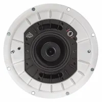 Passive 2-way ceiling-mount speaker for indoor distributed audio systems. Features 8 ohm impedance, 14 3/4 in width, and 9 in height. Suitable for background music or paging in commercial spaces