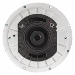 Passive 2-way ceiling-mount speaker for indoor distributed audio systems. Features 8 ohm impedance, 14 3/4 in width, and 9 in height. Suitable for background music or paging in commercial spaces.