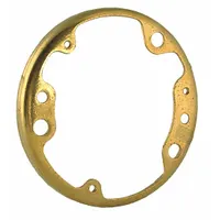 Round brass flange and trim ring designed for floor box installations. Provides a finished trim surface suitable for tile flooring in commercial and industrial environments