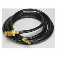 This TIG power cable is a 12 1/2 ft, 1-piece assembly constructed with rubber material. It is designed to connect a TIG torch to a welding power source, providing electrical conductivity and flexibility for manual welding operations