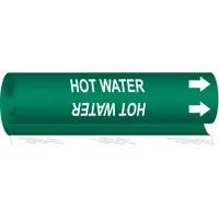 Pipe Marker: Hot Water, Green, White, Fits 2 1/2 to 7 7/8 in Pipe O.D., 1 Pipe Markers, With Arrows (MPN 5830-II)