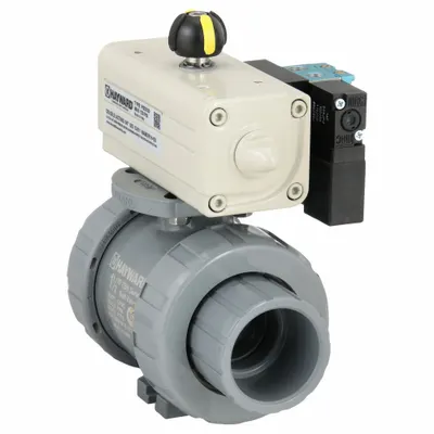 HAYWARD FLOW CONTROL Pneumatically Actuated Two-Way Ball Valve: 1 1/2 in, CPVC - CPVC Pneumatically-Actuated Ball Valves