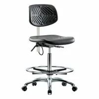 ESD Task Chair: Polyurethane, Armless, Ht Range 24 1/2 in to 34 3/4 in, 16 in Seat Wd, 17 in Seat Dp (MPN BR-ESD-PHBCH-CR-T1-A0-CF-EC)