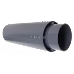 This PVC rain cap is designed for 8-inch duct diameter, with an 8 5/8-inch inlet diameter and 0.1875-inch material thickness. It prevents rain, debris, and animals from entering open duct or vent pipe ends while maintaining airflow. Suitable for use on exhaust or ventilation systems requiring weather protection.