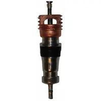 Metal L-shape valve core with 0.206-36 thread size and 180° valve stem angle, designed for Std Bore Valve Size applications. Used to seal and control air pressure in tire valves on buses and other heavy vehicles. Brass color