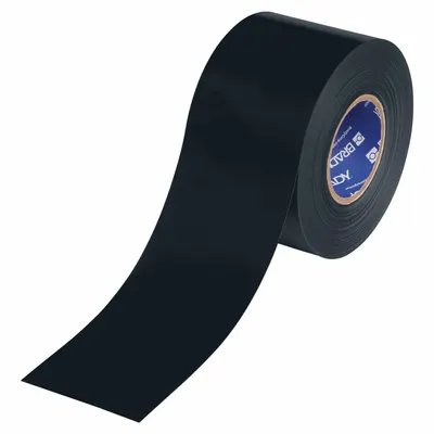 BRADY Floor Marking Tape: Solid, Black, 4 in x 100 ft, 22 mil Tape Thick - Extra-Durable Floor Marking Tape
