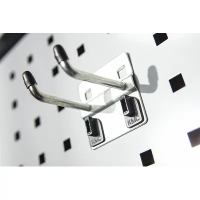 KENNEDY 10-Degree Double Rod Hook for Square-Hole Pegboard - Hooks for Square-Hole Pegboard