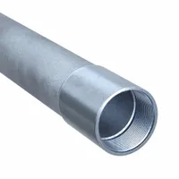 This 4-inch trade size, 10-foot length steel IMC conduit features a galvanized finish and standard-threaded ends. It meets ANSI standards and is used for protecting electrical wiring in industrial and commercial conduit runs