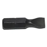 Slotted head insert bit with hex shank for use in power tools. Made from S2 steel. Imperial size, standard grade, industry size 8F-10R. Sold as a 5-pack. Suitable for driving slotted screws in assembly and maintenance tasks