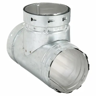 AMERI-VENT Duct Tee: 4 in Duct, 8 7/8 in Lg, Steel, Category I - Branches