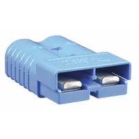 Two-pole plug-in connector for 2/0 AWG wire with a maximum wire diameter of 0.484 inches. Rated for 10,000 mating cycles. Suitable for high-current connections in battery banks, power distribution, and heavy equipment applications