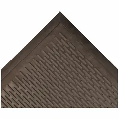 This heavy-duty outdoor scraper mat features a raised-bar surface that scrapes dirt and debris from footwear. The rubber construction and water dam edge help contain moisture and trapped particles. Suitable for high-traffic entrances in commercial or industrial settings.