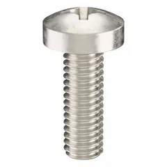 Pan head machine screws with M4x0.70 thread, 12 mm length, made of 316 stainless steel with a plain finish. Phillips drive size #2. Supplied in a 50-pack. Used for fastening metal parts in machinery, enclosures, and electrical panels.