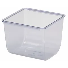High-impact plastic insert for condiment bars, 4 1/2 in height and 5 1/2 in width, in blue. NSF certified. Used to organize and serve condiments in foodservice settings.