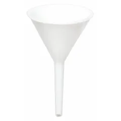 General Purpose Lab Funnel, Polypropylene, 90 mL, 76 mm, 1.1 cm Stem Opening, 70 mm Stem Length, White