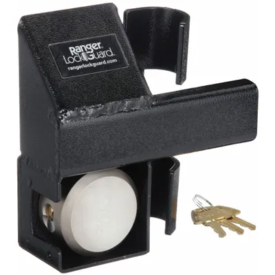 RANGER LOCK Padlock Guard with Lock: Steel, Black, 9 in Guard Lg, 3 1/2 in Guard Wd - Padlock Guards with Lock