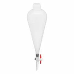 Separatory Funnel: Polypropylene, 250 mL, 19 mm, 9.5 mm, 40 mm Stem, Colorless