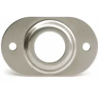 Silver stainless steel mounting bracket for vehicle lights. Measures 2 1/4 inches in length and 1 7/16 inches in height. Used to mount security or marker lamps on trucks, trailers, and heavy equipment