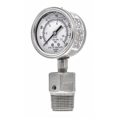 PIC GAUGES 301L254F/5JJJA00 Dial Pressure Gauge with 316 SS - Dial Pressure Gauges with 316 SS Male-Threaded Mini-Seal