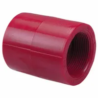 Pipe Coupling: Polyvinylidene, 1 1/2 in x 1 1/2 in Fitting Pipe Size, Schedule 80, Red, Coupling (MPN 650133-11/2)