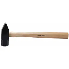 Standard cross-peen hammer with a 4 lb head weight, 1 3/4 in face diameter, and 15 in overall length. Features a plain grip. Used for forging, shaping, and general metalworking tasks.
