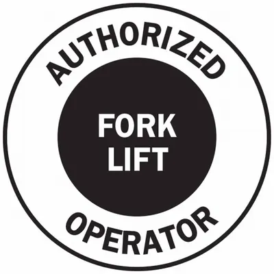 BRADY Hard Hat Label: Authorized Operator Fork Lift, 2 in Dia, English, Non-Reflective - Safety