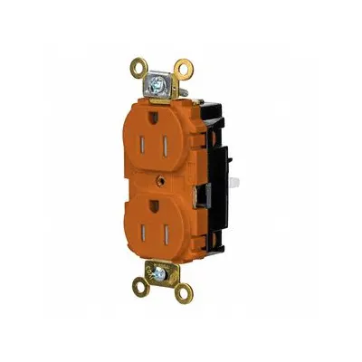 HUBBELL Receptacle: Duplex, 5-15, Orange, 125V AC, 15 A, 2 Pole / 3 Wire (MPN HBL5262STOTR) - General Purpose Receptacles