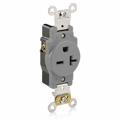 LEVITON 5461-GY Single Receptacle, 6-20, Gray, 250V AC, 20 A, 2 Pole/3 Wire - General Purpose Receptacles