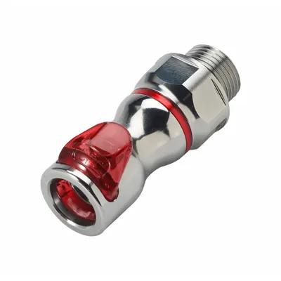 CPC Quick Connection Coupling: Straight, 3/8 in Pipe Size, Warm Red, Quick Disconnect/Threaded - Chrome-Plated Brass Quick-Disconnect Tube Fittings