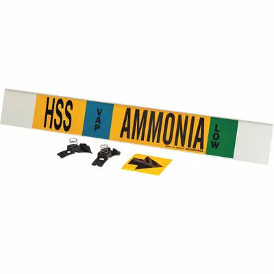 BRADY Ammonia Fiberglass Carrier Mounted with Strapping Pipe Marker - Ammonia Fiberglass Carrier Mounted with Strapping Pipe Markers