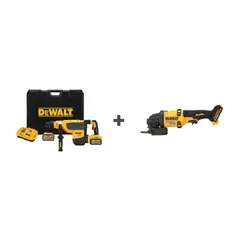 This cordless rotary hammer features a D-handle design and operates on a 60V DC battery system. It delivers 13.3 Joules of impact energy with a brushless motor, suitable for heavy-duty drilling in concrete and masonry. The tool includes hammer-and-rotate mode and variable speed control.
