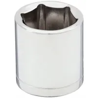 WESTWARD Socket: Metric, 3/8 in Drive Size, 15 mm Socket Size, 6-Point, Std, Chrome, 1 in Overall Lg