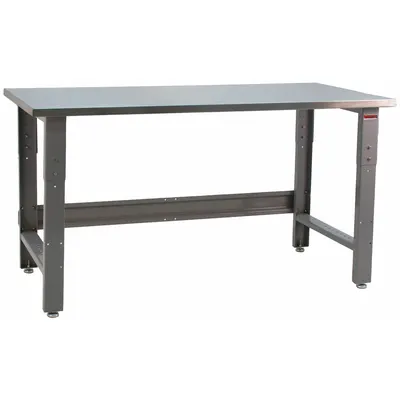 BENCHPRO Workbench: Adj Ht, Stainless Steel, 72 in x 30 in, 1,600 lb Overall Load Capacity - Open-Base Workstations