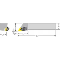 Indexable turning and profiling toolholder for external turning, facing, and profiling on CNC lathes. Designed for use with compatible inserts in general machining applications