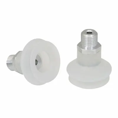 SCHMALZ Vacuum Pad Assembly: Bellows, 1.5 Folds, G1/4 in Vacuum Port, 38 mm Pad Dia - Bellows Type Food-Safe Vacuum Pad Assemblies