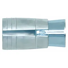 Steel female-threaded drop-in anchor with 3/8"-16 thread size and 1 5/16 in overall length. Designed for fastening to solid concrete or masonry, accepting a 3/8"-16 bolt. Suitable for structural and industrial applications in construction and maintenance. Supplied in a 50-pack.