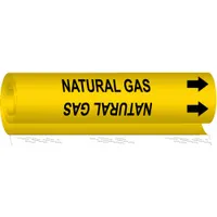 Pipe Marker: Natural Gas, Yellow, Black, Fits 2 1/2 to 7 7/8 in Pipe O.D., 1 Pipe Markers (MPN 5726-II)