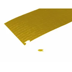 Yellow vinyl continuous roll arrow tape for inspection and identification marking. Measures 3/16 in length by 1/8 in width. Rated for maximum temperature of 425°F. Used for directional labeling on equipment, pipes, and storage areas in industrial facilities.