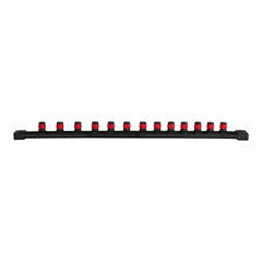 This 13-piece metric impact socket set features a 1/2 in drive size and 12-point design. Sockets include friction retention for secure bit holding. Suitable for heavy-duty fastening with impact wrenches in automotive, construction, and industrial maintenance applications.