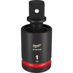Square drive flex impact socket adapter with 1" output drive size and 4-23/32" overall length. Designed for use with impact tools to access fasteners in confined or angled positions where a straight socket cannot reach. Suitable for automotive, construction, and industrial maintenance applications.