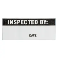 Inspection Label: 1 1/2 in Wd, 5/8 in Ht, Black/White, Rectangle, Matte, Vinyl Cloth, Indoor, 25 PK (MPN WO-52-PK)