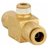 Push-Fit Tee Fitting: 3/16 in OD x 3/16 in OD x 1/8 in Pipe Fitting Size, Brass, Adapter (MPN 1872X3)