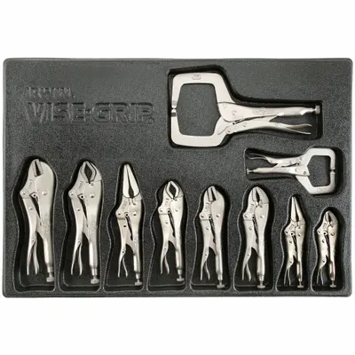 IRWIN Locking Plier and C-Clamp Set: Curved, 5 in_6 in_7 in_9 in_10 in_11 in Overall Lg - Locking Pliers Sets